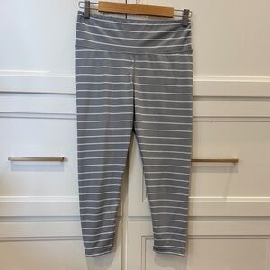 KIAVA Gray and White Striped Cropped Leggings